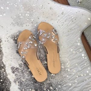 J. Crew jeweled clear sandals size 9